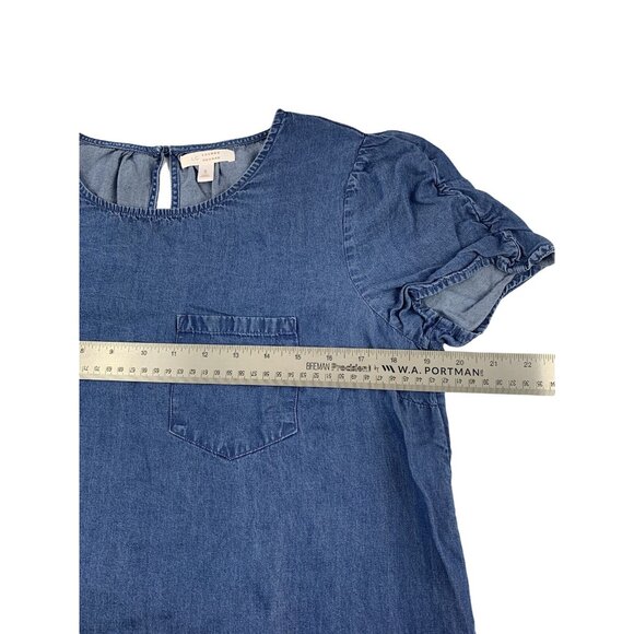 Womens LC Lauren Conrad Denim Blue Short Sleeve Top Size Small - Picture 6 of 10